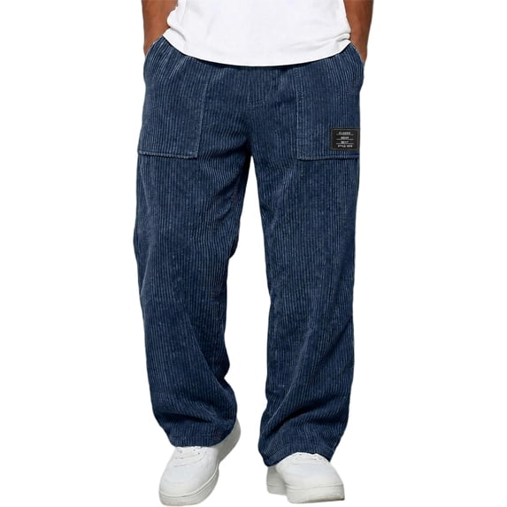 Dresfit Corduroy Pants Men Baggy Wide Leg Sweatpants Winter Fall Big and Tall Drawstring Sweat Pants Oversized Lightweight Uncuffed Y2k Joggers M