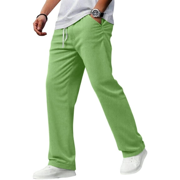 Dresfit Corduroy Pants Mens Big and Tall Sweatpants Drawstring Baggy Cocoparo Pant Trendy Straight Leg Loose Fit Waist Band Pacificozy Trousers Light Green 3XL