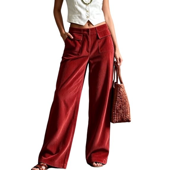 Dresfit Corduroy Pants Women Baggy Wide Leg Sweatpants Fall Winter Button High Waisted Sweat Pants Lightweight Loose Fit Flowy Work Pant S