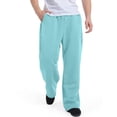 thumbnail image 1 of Dresfit Cotton Sweatpants for Men Drawstring Loose Fit Wide Leg Joggers Solid Color Open Bottom Elastic Waist Pants High Rise Pull on Athletic Travel Pants Cyan XL, 1 of 5