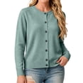 thumbnail image 1 of Dresfit Cropped Cardigan Sweaters Womens Long Sleeve Crew Neck Sweaters Fall Winter Button Down Casual Jackets Lightweight Knit Open Front Tops 2XL, 1 of 5