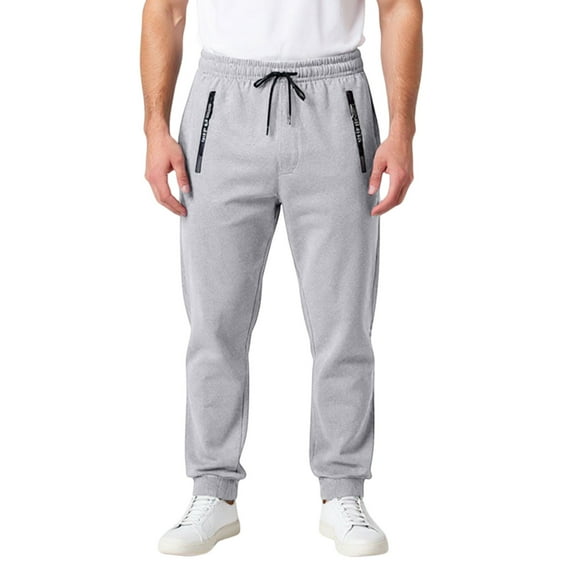 Dresfit Cuffed Joggers Men Warm Cotton Sweatpants Autumn Cinched Bottom Solid Color Plus Size Yoga Sweat Pants Drawstring Breathable Stretch Active Trousers Light Gray 3XL