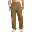 thumbnail image 1 of Dresfit Cuffed Sweatpants Men Baggy Cotton Joggers Fall Cinched Bottom Straight Leg Drawstring Workout Trousesrs Fleece Loose Fit Thermal Plus Size Track Pants Light Brown 3XL, 1 of 8