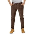 thumbnail image 1 of Dresfit Dress Pants Mens Pleated Front Big and Tall Corduroy Pants Elastic Waist Work Chinos Pants Slim Fit Stretch Stretch Lounge Trousers (no belt) Light Brown 34, 1 of 7