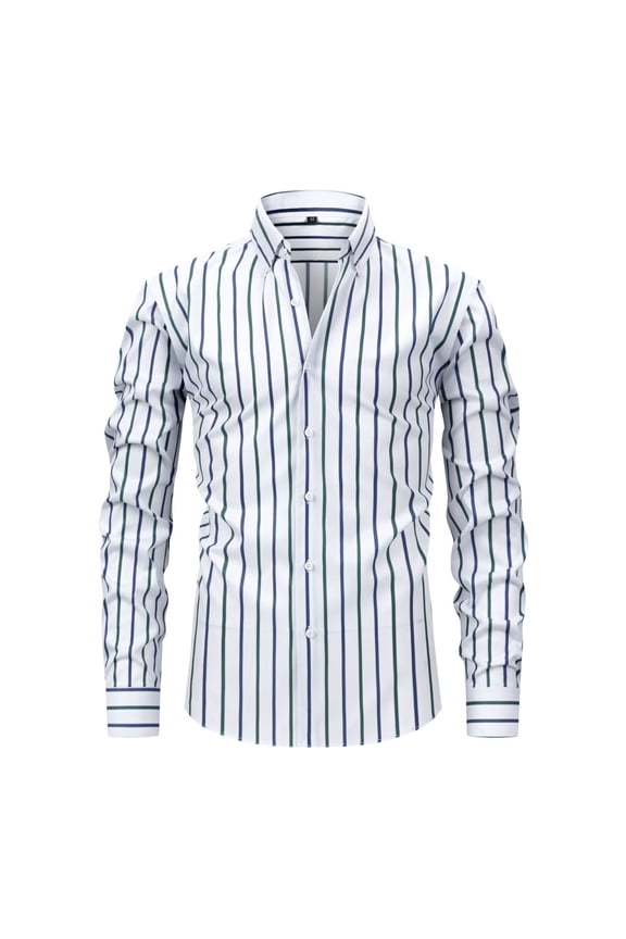 Dress Shirt Mens Solid Button Down Shirts 2026 Stretch Long Sleeve Striped Shirt Summer Button Up Regular Fit Office Work Tops Black L