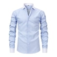 thumbnail image 1 of Dresfit Dress Shirts Mens Solid Button Down Shirt Spring Button Up Striped Long Sleeve Shirt Summer Anti Wrinkle Big and Tall Business Formal Tops Light Blue 3XL, 1 of 5