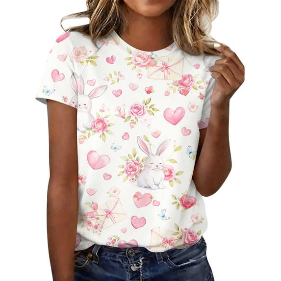 Dresfit Easter Shirts Women 2026 Loose Fit Short Sleeve Crewneck Tees ...