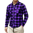 thumbnail image 1 of Dresfit Flannel Shirts Men Plaid Button Down Shirt 2026 Anti Wrinkle Long Sleeve Color Block Tops Spring Lightweight Big and Tall Business Dress Shirt Purple 3XL, 1 of 8