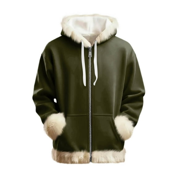 Dresfit Fleece Pullover Womens Christmas Sweatshirts 2025 Drawstring Fleece Lined Xmas Hoodies Kangaroo Pockets Loose Long Sleeve Blouses Army Green XL