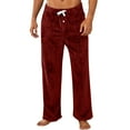 thumbnail image 1 of Dresfit Fuzzy Pajama Pants for Men Winter Flannel Pajamas Plush Solid Color Sleepwear Fluffy Lounge Drawstring Bottoms Thick Comfort Fleece Lined Pant with Pockets Wine, 1 of 5