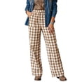 thumbnail image 1 of Dresfit Gingham Pants for Women Baggy Wide Leg Sweatpants Drawstring Plaid Sweat Pants Lightweight Relaxed Fit Wide Leg Athletic Palazzo Pants with Pockets L, 1 of 5