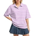thumbnail image 1 of Dresfit Golf Shirts for Women Short Sleeve Button Down Polo Shirts 2026 Summer Striped Golf Tops Lightweight Regular Fit Solid Back To School T Shirts S, 1 of 5