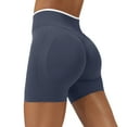 thumbnail image 1 of Dresfit Gym Shorts for Women Elastic High Waisted Tummy Control Biker Shorts Ribbed Tight Yoga Shorts with Pockets Butt Lifting Seamless Leggings Navy M, 1 of 5