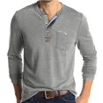thumbnail image 1 of Dresfit Henley Shirt for Men V Neck Collarless Work Shirts with Chest Pocket Summer 2026 Breathable Long Sleeve Business Tops Lightweight Knit T-Shirt Light Gray XL, 1 of 3