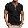 thumbnail image 1 of Dresfit Henley Shirts Mens Short Sleeve Button Down Business Tees Solid Loose Relaxed Fit Tennis T Shirts Basic Big and Tall Tops Black 2XL, 1 of 5