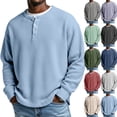 thumbnail image 1 of Dresfit Henley Shirts for Men Button Long Sleeve Waffle Shirt Fall Winter Textured Workout Sweatshirt Lightweight Oversized Classic Pullover 2XL, 1 of 8