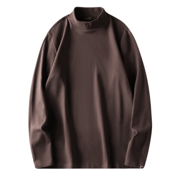 Dresfit Knitted Sweaters Men Big and Tall Winter Sweater Mock Neck Crew Neck Solid Color Thermal Underwear Long Sleeve Slim Fit Loose Fit Wool Tops Coffee XL