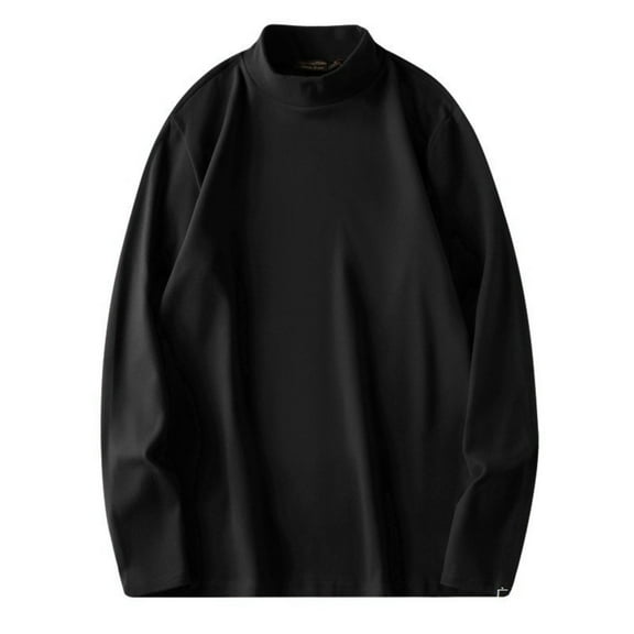 Dresfit Knitted Sweaters Mens Big and Tall Winter Sweater Half High Neck Long Sleeve Crew Neck Thermal Underwear Solid Color Oversized Lightweight Fleece Pullover Sweaters Black XL