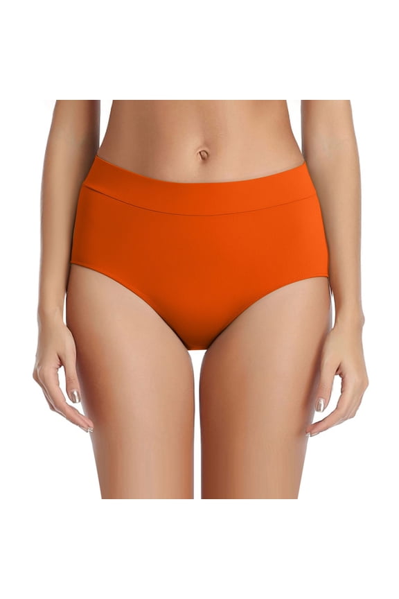 Leakproof Period Bikini Bottom for Teens & Women - Absorbent High Waisted Swimming Trunks Orange XS