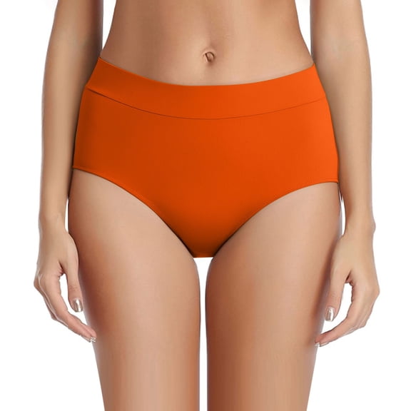 Dresfit Leakproof Period Bikini Bottom for Teens & Women - Absorbent High Waisted Swimming Trunks Orange XS