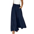 thumbnail image 1 of Dresfit Linen Pants Women Palazzo Wide Leg Pants Summer 2026 Baggy Flowy Pant Elastic High Waist Plus Size Ruffle Beach Trousers with Pockets XL, 1 of 7