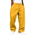 thumbnail image 1 of Dresfit Linen Pants for Men Baggy Wide Leg Sweatpants Winter Fall Drawstring Big and Tall Sweat Pants Uncuffed Elastic Waist Oversized Lounge Pants M, 1 of 3