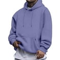 thumbnail image 1 of Dresfit Long Hoodie Mens Kangaroo Pockets Plain Hoodies Fall Winter Drawstring Big and Tall Outdoor Pullover Cotton Oversized Hooded Sweatshirts Light Purple 2XL, 1 of 3