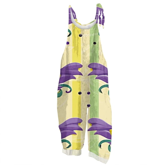 Dresfit Mardi Gras Jumpsuit Women Wide Leg Adjustable Strap Overalls 2026 Sleeveless Patchwork Carnival Romper Petite Holiday Graphic Outfits Light Gray L