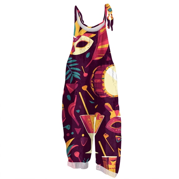 Dresfit Mardi Gras Romper for Women Adjustable Strap Patchwork Overalls 2026 Wide Leg Sleeveless Carnival Jumpsuit Petite Holiday Graphic Outfits Light Gray L