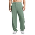 thumbnail image 1 of Dresfit Men's Baggy Joggers Cotton Cuffed Sweatpants Winter Drawstring Straight Leg Cinched Bottom Sports Track Pants Loose Fit Baggy Plus Size Thermal Trousesrs Light Green 3XL, 1 of 8