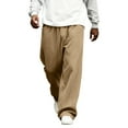 thumbnail image 1 of Dresfit Men's Baggy Pants Wide Leg Corduroy Sweatpants Drawstring Textured Lounge Trousers 2026 Spring Solid Straight Leg Lightweight Big and Tall Pant Khaki 5XL, 1 of 6