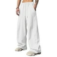 thumbnail image 1 of Dresfit Men's Baggy Sweatpants Uncuffed Wide Leg Joggers Heavyweight Long Drawstring Pants Open Bottom Elastic Waist Loose Y2k Trousers with Pockets White XL, 1 of 9