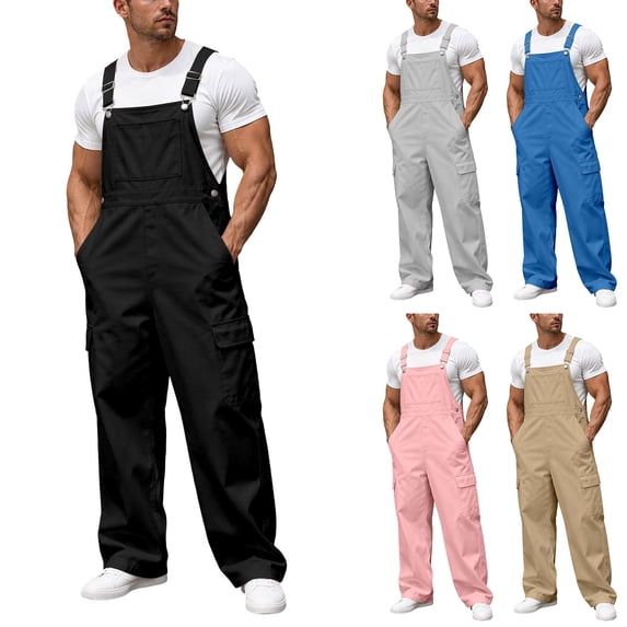 Multiple Cargo Dresfit Men's Bib Overalls Cargo Adjustable Straps Jumpsuits ...