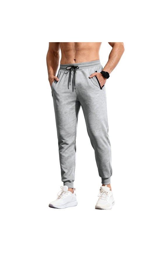Men's Big and Tall Sweat Pants Fleece Lined Long Joggers Cuffed Slim Fit Workout Breathable Sweatpants Lightweight Regular Fit Running Track Pants with Pockets Light Gray XL