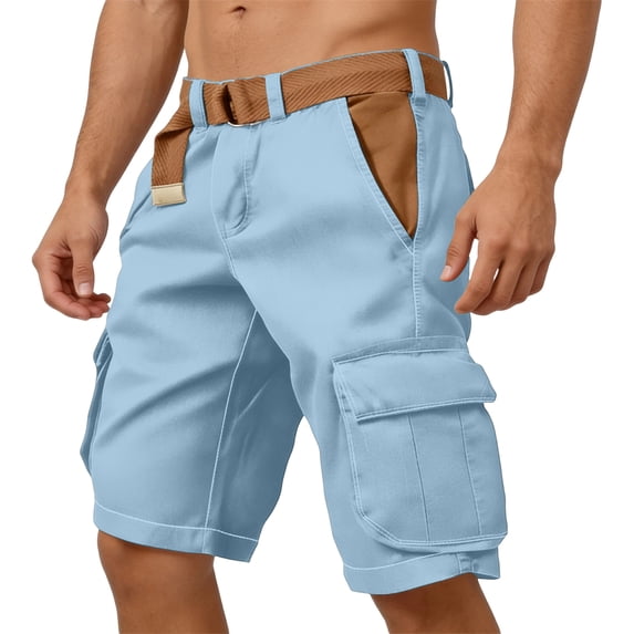 Dresfit Men's Cargo Shorts Baggy Knee Length Shorts Summer 2026 Stretch Drawstring Hiking Bermuda Shorts Loose Solid Work Short Pants with Pockets 2XL