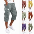 thumbnail image 1 of Dresfit Men's Cargo Shorts Drawstring Below the Knee Bermuda Shorts 2026 Summer Lightweight Work Capri Shorts Breathable Long Loose Capri Pants XL, 1 of 5