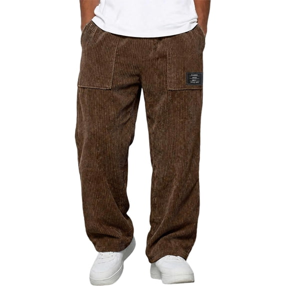 Dresfit Men's Corduroy Pants Wide Leg Baggy Sweatpants Fall Winter Big and Tall Drawstring Sweat Pants Loose Fit Oversized Lightweight Lounge Pants XL