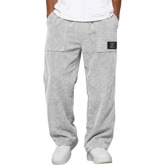 Dresfit Men's Corduroy Pants Wide Leg Baggy Sweatpants Fall Winter Big and Tall Drawstring Sweat Pants Loose Fit Straight Leg Elastic Waist Y2k Pants M