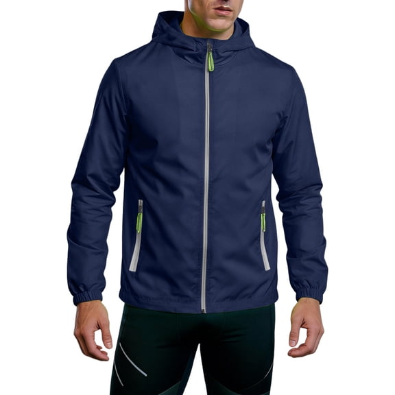 Dresfit Men's Hoodies Zip Up Long Sleeve Rain Jacket Summer 2026 Drawstring Running Raincoat Quick Dry Lightweight Uv Protection Gym Windbreaker with Pockets S