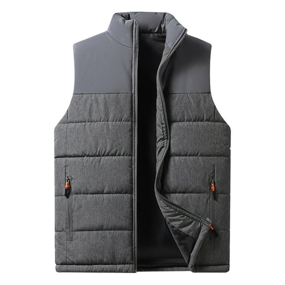 Dresfit Men's Lightweight Jacket Zip Up Sleeveless Puffer Vest Cotton Thermal Padded Casual Waistcoat Loose Fit Big and Tall Outerwear with Pockets Dark Gray 3XL