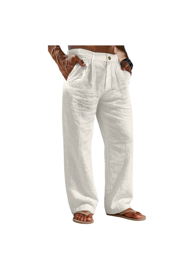 Men's Linen Pants Spring Open Bottom Wide Leg Pants Big and Tall Drawstring Y2k Pant Baggy 2026 Loose Fit Breathable Trousers Light Gray XL