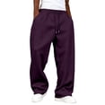 thumbnail image 1 of Dresfit Men's Linen Pants Wide Leg Baggy Sweatpants Winter Fall Big and Tall Drawstring Sweat Pants Loose Fit Straight Leg Solid Athletic Joggers 3XL, 1 of 3