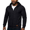 thumbnail image 1 of Dresfit Men's Pullover Hoodie Zip Up Waffle Sweatshirt Jacquard Plaid Drawstring Workout Jacket Long Sleeve Hooded Kangaroo Pocket Winter Coat Black XL, 1 of 4