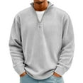 thumbnail image 1 of Dresfit Men's Shirts Big and Tall Corduroy Quarter Zip Sweatshirts Henley Textured Fleece Shirt Long Sleeve Lightweight Stand Collar Mokaloha Shirts White 5XL, 1 of 6