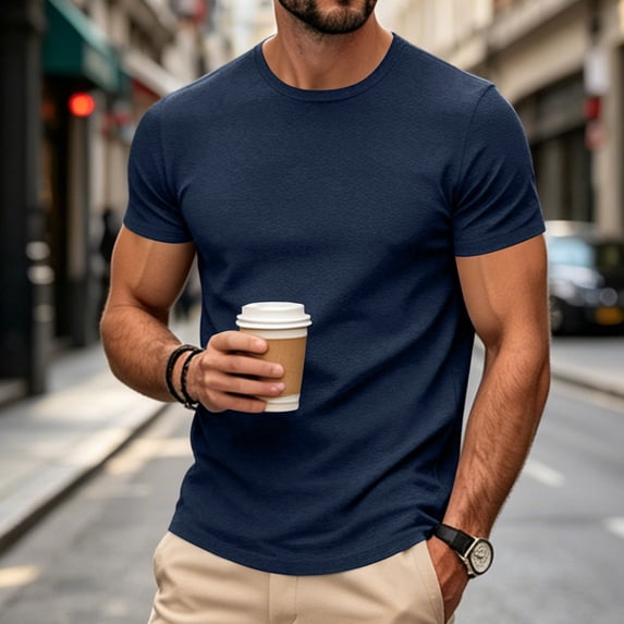 Dresfit Men's Shirts Crew Neck Short Sleeve Athletic Shirts Summer 2026 Breathable Gym T Shirts Big and Tall Muscle Fit Lightweight Basic Tees XL