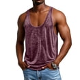 thumbnail image 1 of Dresfit Men's Shirts Scoop Neck Sleeveless Beach Tank Tops 2026 Summer Knit Workout Loungewear Relaxed Fit Slim Fit Plus Size Undershirts Men Red XL, 1 of 3