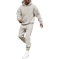 thumbnail image 1 of Dresfit Men's Sweatsuits 2025 Big and Tall Drawstring Pullover Sweaters and Sweatpants Set Plain Fleece Athletic Track Suits Winter 2 Piece Set Gym Jogging Suit Beige #3 Polyester, 1 of 6