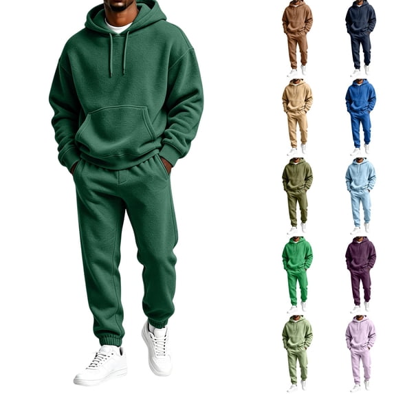 Dresfit Men's Sweatsuits Hooded Fleece Track Suits Long Sleeve Travel Hoodies Matching Sweatpants 2 Piece Outfit Big and Tall Kangaroo Pockets 2 Piece Sets 2XL