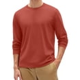 thumbnail image 1 of Dresfit Men's Thermal Shirts Crew Neck Big and Tall Shirt Fall Stretch Solid Color Long Sleeve Muscle Tops 2025 Slim Fit Oversized Cotton Pullover Tops Ginger S, 1 of 7