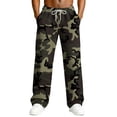thumbnail image 1 of Dresfit Men's Wide Leg Sweatpants Camo Baggy Pants 2026 Waffle Knit Drawstring Textured Joggers Sumemr Lounge Knitted Solid Slacks with Pockets Army Green 2XL, 1 of 7